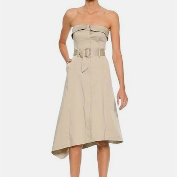 Banana Republic Khaki Asymmetrical Utility Trench Belt Strapless Dress (Size 4) - Picture 6 of 6